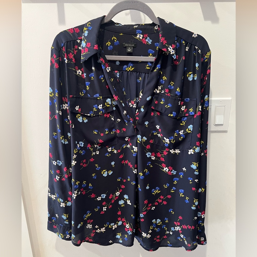 Banana Republic Navy Floral Blouse